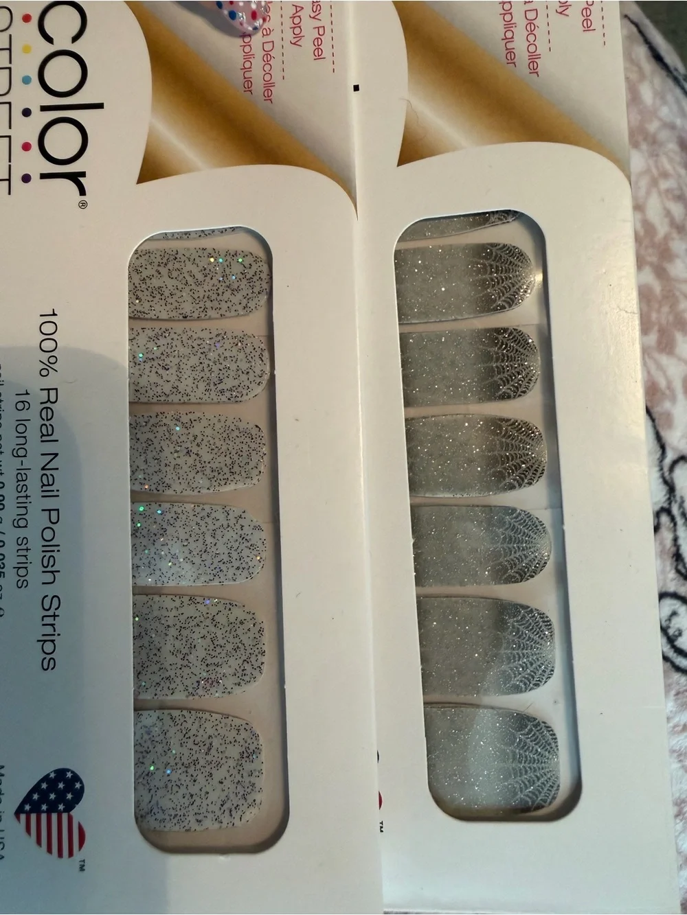 Color Street Glitter Pink, Teal & Black Nail Polish Strips